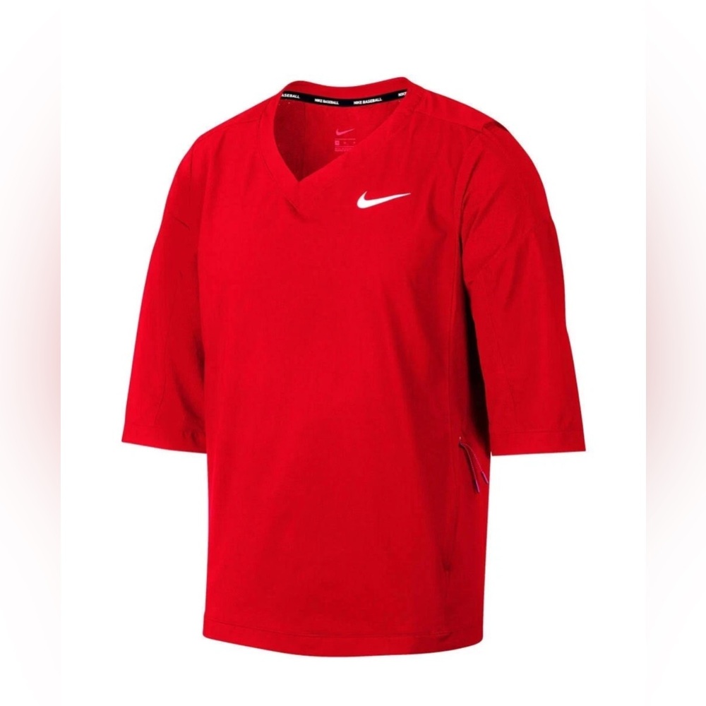 NIKE Men's Team 3/4 Sleeve Hot Baseball Jacket 897383-657 RED Size Medium